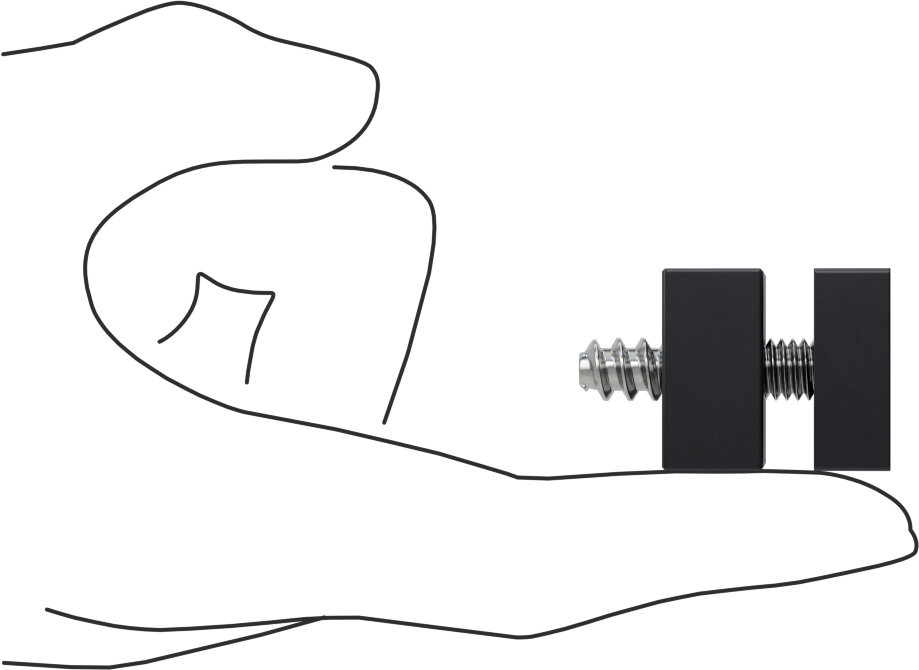 İki Parçalı Mesafe Paneli Asma Braketi, 1/4" Maksimum Panel Kalınlığı için, Siyah, 1/2“ ve 3/8” Uzun Kenarlar, 1" Yükseklik