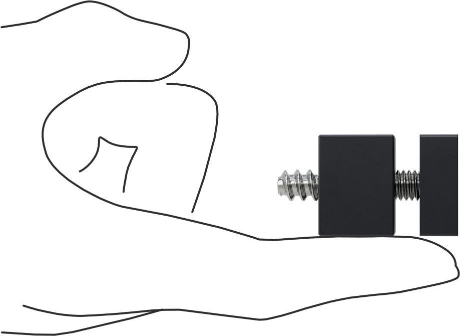 İki Parçalı Mesafe Paneli Asma Braketi, 1/4" Maksimum Panel Kalınlığı için, Siyah, 3/4“ ve 3/8” Uzun Kenarlar, 1" Yükseklik