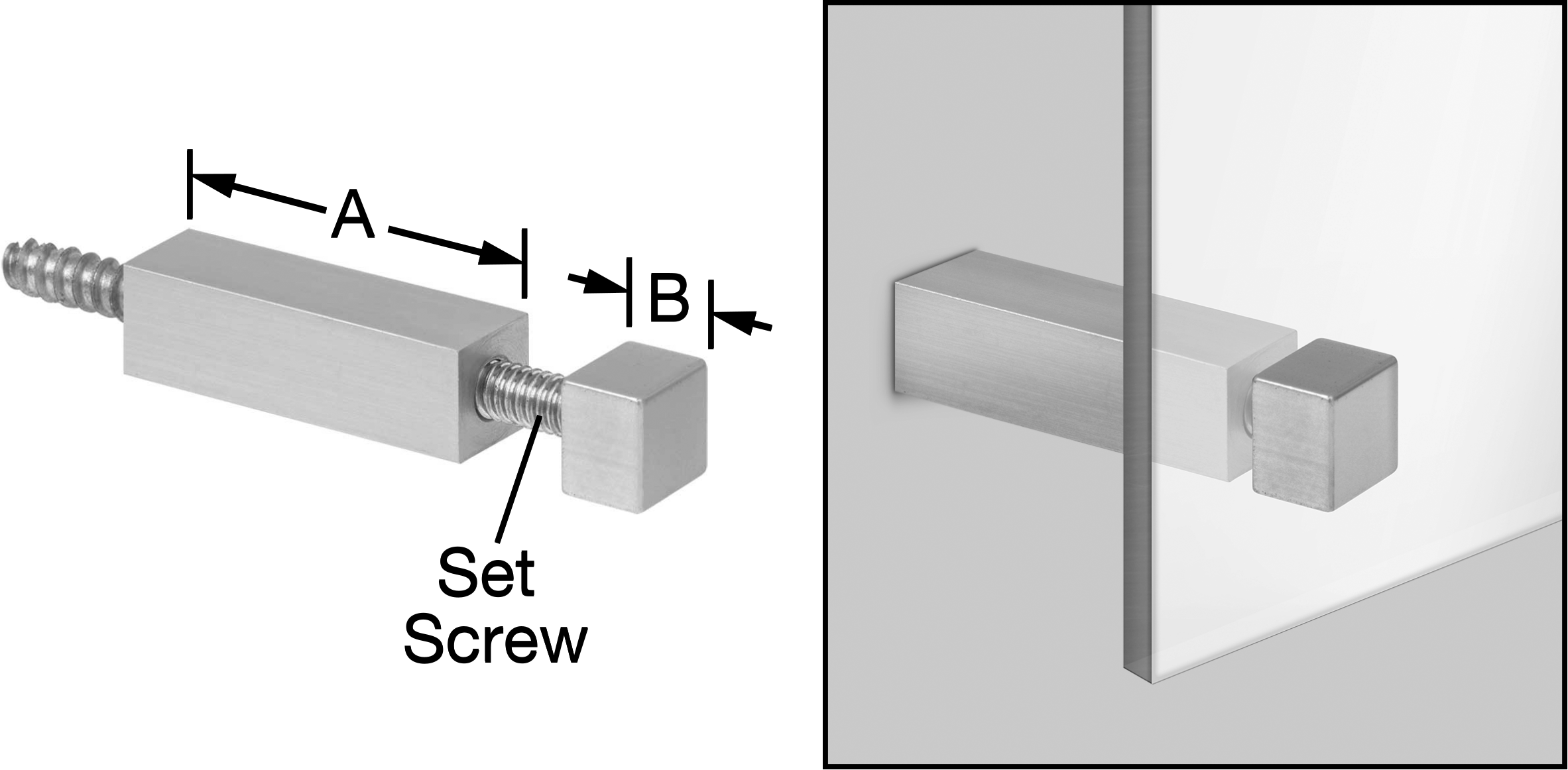 İki Parçalı Mesafe Paneli Asma Braketi, 1/8" maksimum panel kalınlığı için, Siyah, 2 inç ve 3/8 inç Uzun Kenarlar, 1/2" Yükseklik
