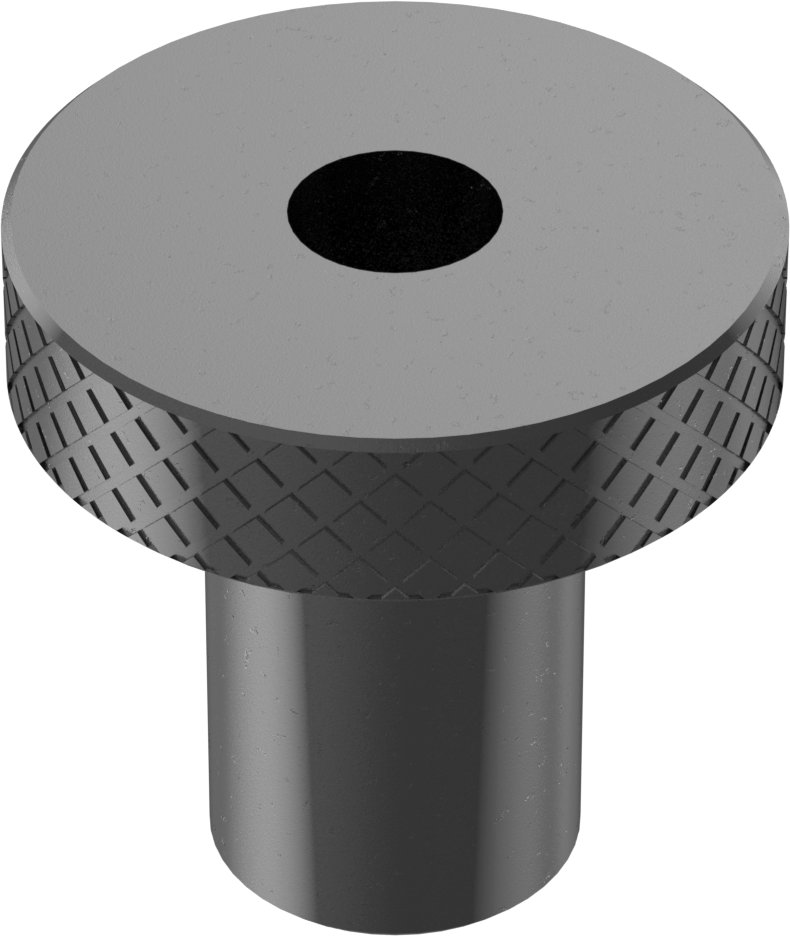 Siyah Oksit 18-8 Paslanmaz Çelik Tırtıllı Başlı Parmak Somunu, 1/4"-20 Diş, 3/4" Yaka Yüksekliği, 1" Baş Çapı