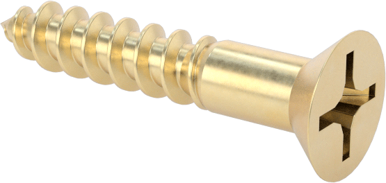 Ahşap için Pirinç Phillips Düz Başlı Vidalar, Numara 2 Boyut, 1/2" Uzunluk