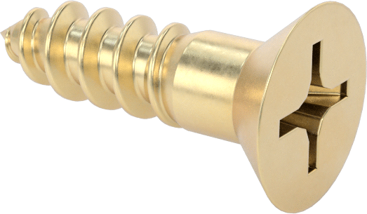 Ahşap için Pirinç Phillips Düz Başlı Vidalar, 3 Boyutu, 3/8" Uzunluk