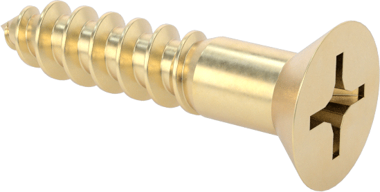 Ahşap için Pirinç Phillips Düz Başlı Vidalar, 3 Boyutu, 1/2" Uzunluk