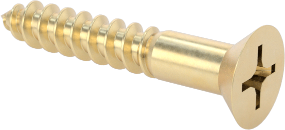 Ahşap için Pirinç Phillips Düz Başlı Vidalar, 3 Boyutu, 5/8" Uzunluk
