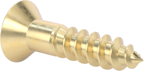 Ahşap için Pirinç Phillips Düz Başlı Vidalar, 4 Numara Boyut, 1/2" Uzunluk