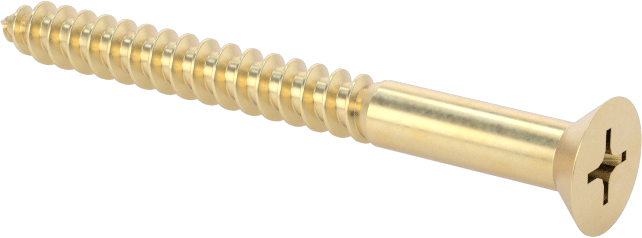 Ahşap için Pirinç Phillips Düz Başlı Vidalar, 4 Numara Boyut, 1-1/4" Uzunluk