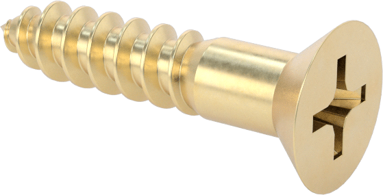 Ahşap için Pirinç Phillips Düz Başlı Vidalar, 5 Numara, 5/8" Uzunluk