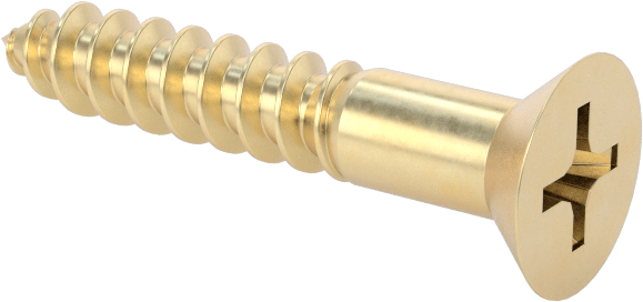 Ahşap için Pirinç Phillips Düz Başlı Vidalar, 5 Numara, 3/4" Uzunluk