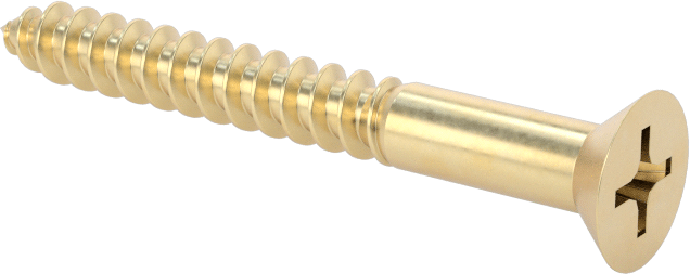 Ahşap için Pirinç Phillips Düz Başlı Vidalar, Numara 6 Boyut, 1-1/4" Uzunluk