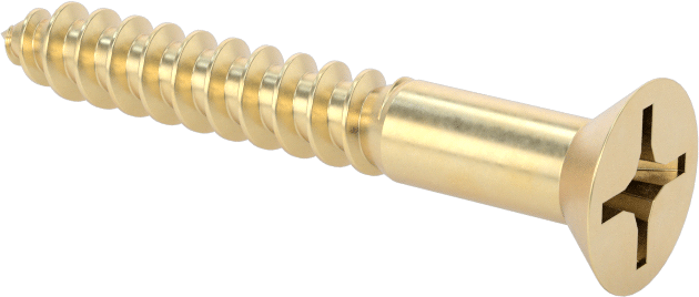 Ahşap için Pirinç Phillips Düz Başlı Vidalar, Numara 8 Boyut, 1-1/4" Uzunluk
