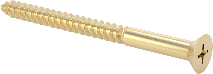 Ahşap için Pirinç Phillips Düz Başlı Vidalar, 10 Numaralı Boyut, 2-1/2" Uzunluk
