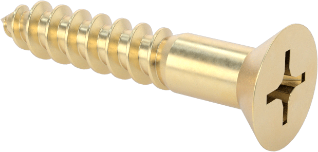 Ahşap için Pirinç Phillips Düz Başlı Vidalar, 12 Numaralı Boyut, 1-1/4" Uzunluk