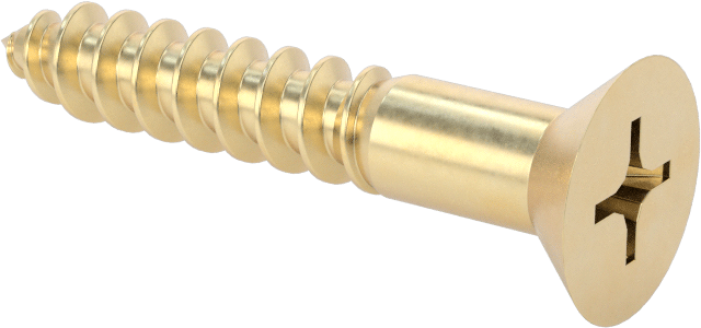 Ahşap için Pirinç Phillips Düz Başlı Vidalar, 14 Numaralı Boyut, 1-1/2" Uzunluk