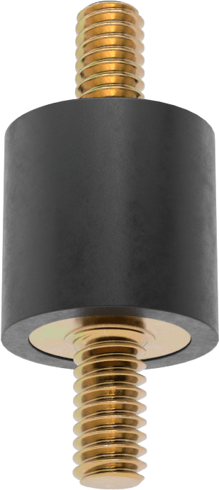 Saplamalı Titreşim Sönümleyici Sandviç Montaj, Neopren, 1/4"-20 Diş Boyutu, 40 lbs. Kapasite, 3/4" Yükseklik