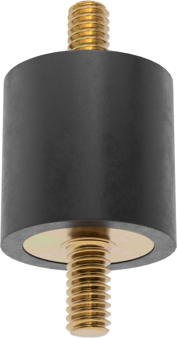 Saplamalı Titreşim Sönümleyici Sandviç Montaj, Neopren, 1/4"-20 Diş Boyutu, 45 lbs. Kapasite, 1" Yükseklik