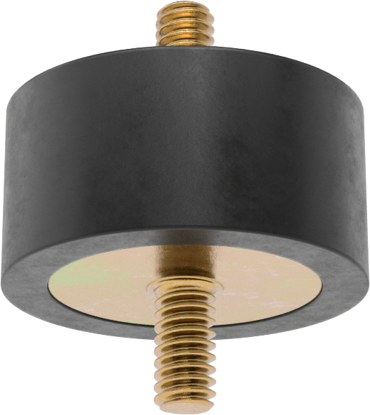 Saplamalı Titreşim Sönümleyici Sandviç Montaj, Neopren, 1/4"-20 Diş Boyutu, 110 lbs. Kapasite, 3/4" Yükseklik