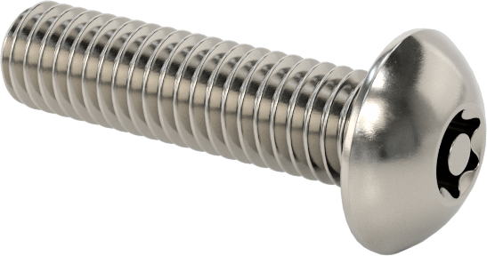 Sızdırmaz Paslanmaz Çelik Kurcalamaya Dayanıklı Düğme Başlı Torx Vidaları, Buna-N Kauçuk O-Ring ile, M3 x 0,5 mm Dişli, 12 mm Uzunluk
