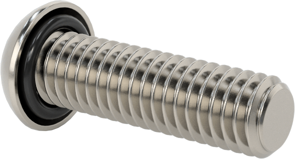 Sızdırmaz Paslanmaz Çelik Kurcalamaya Dayanıklı Düğme Başlı Torx Vidaları, Buna-N Kauçuk O-Ring ile, M6 x 1,0 mm Diş, 20 mm Uzunluk