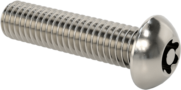 Sızdırmaz Paslanmaz Çelik Kurcalamaya Dayanıklı Düğme Başlı Torx Vidaları, Buna-N Kauçuk O-Ring ile, M6 x 1,0 mm Diş, 25 mm Uzunluk