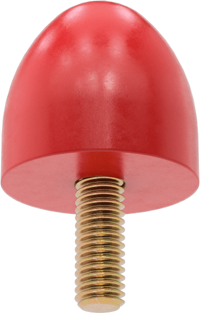 Poliüretan Kauçuk Dişli Tampon, 3/8"-16 Dişli Saplama, 1-1/2" OD, Kırmızı