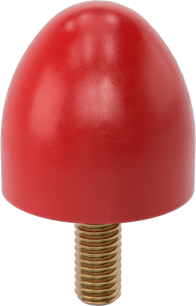 Poliüretan Kauçuk Dişli Tampon, 3/8"-16 Dişli Saplama, 1-1/2" OD, Kırmızı