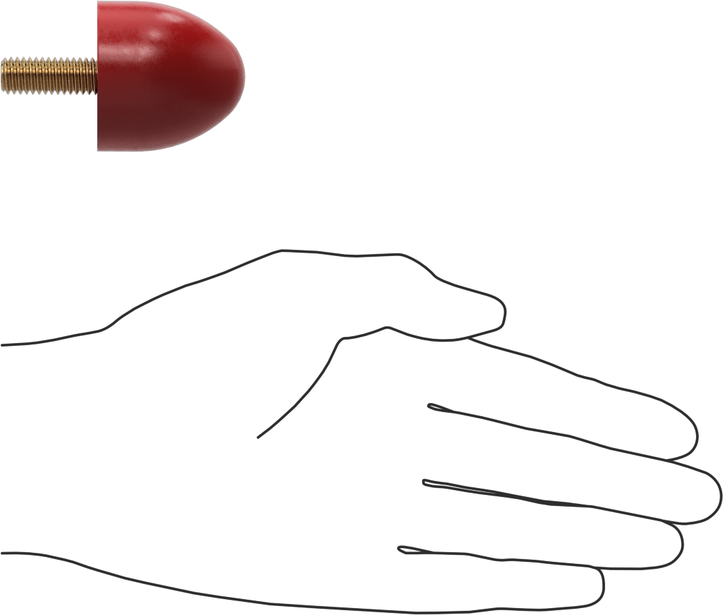 Poliüretan Kauçuk Dişli Tampon, 3/8"-16 Dişli Saplama, 1-1/2" OD, Kırmızı