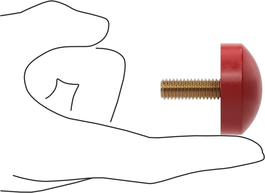 Poliüretan Kauçuk Dişli Tampon, 3/8"-16 Dişli Saplama, 1-5/8" OD, Kırmızı