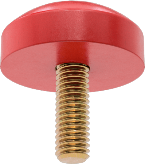 Poliüretan Kauçuk Dişli Tampon, 3/8"-16 Dişli Saplama, 1-5/8" OD, Kırmızı