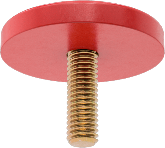 Poliüretan Kauçuk Dişli Tampon, 3/8"-16 Dişli Saplama, 2" OD, 3/8" Yükseklik, Kırmızı