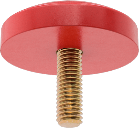 Poliüretan Kauçuk Dişli Tampon, 3/8"-16 Dişli Saplama, 2" OD, 11/16" Yükseklik, Kırmızı