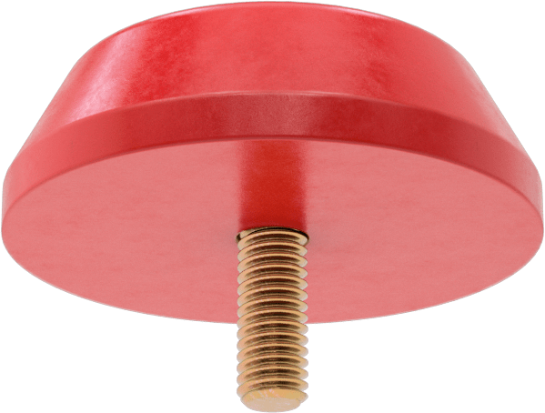 Poliüretan Kauçuk Dişli Tampon, 3/8"-16 Dişli Saplama, 2-15/16" OD, Kırmızı