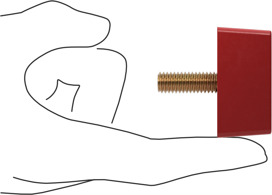 Poliüretan Kauçuk Dişli Tampon, 3/8"-16 Dişli Saplama, 1-7/8" Uzunluk, 7/8" Yükseklik, Kırmızı