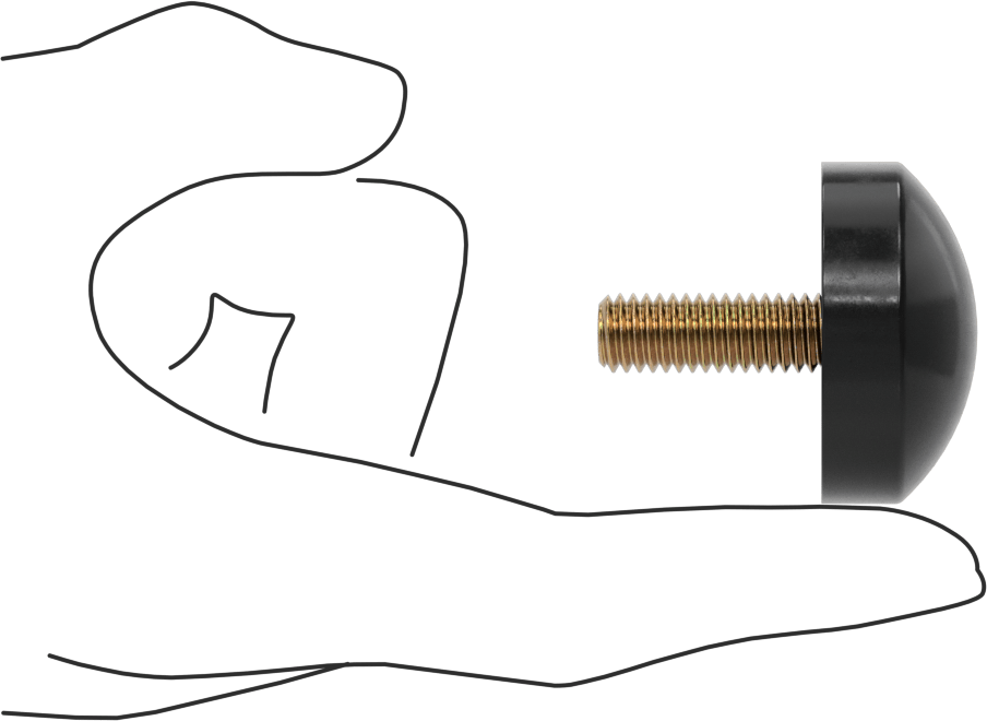 Poliüretan Kauçuk Dişli Tampon, 3/8"-16 Dişli Saplama, 1-5/8" OD, Siyah