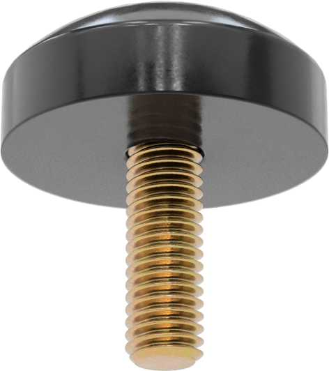Poliüretan Kauçuk Dişli Tampon, 3/8"-16 Dişli Saplama, 1-5/8" OD, Siyah