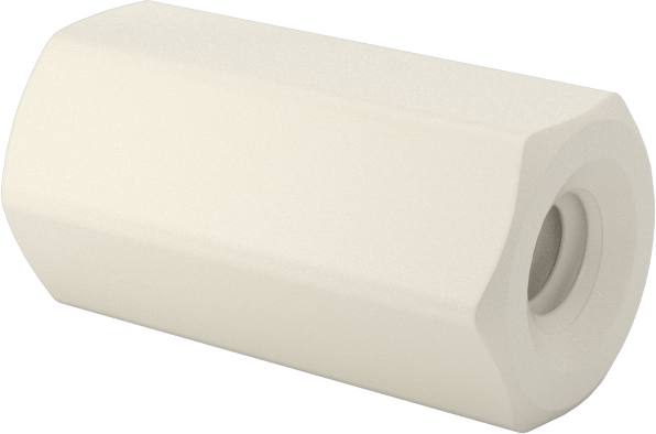 Naylon 6/6 Plastik Altıgen Ara Parça, 3/16" Altıgen, 3/8" Uzunluk, 2-56 Dişi Diş