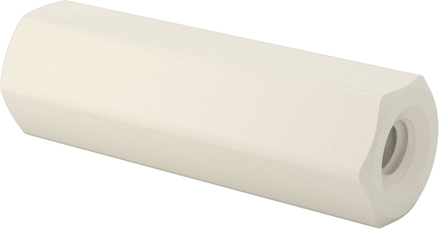 Naylon 6/6 Plastik Altıgen Ara Parça, 3/16" Altıgen, 5/8" Uzunluk, 2-56 Dişi Diş