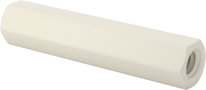 Naylon 6/6 Plastik Altıgen Ara Parça, 1/4" Altıgen, 1-1/4" Uzunluk, 8-32 Dişi Diş