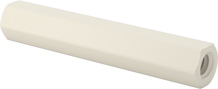 Naylon 6/6 Plastik Altıgen Ara Parça, 1/4" Altıgen, 1-1/2" Uzunluk, 8-32 Dişi Diş
