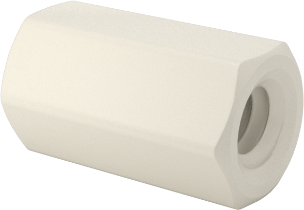 Naylon 6/6 Plastik Altıgen Ara Parça, 3/16" Altıgen, 11/32" Uzunluk, 4-40 Dişi Diş