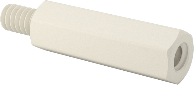 Naylon 6/6 Plastik Altıgen Ara Parça, 3/16" Altıgen, 5/8" Uzunluk, 4-40 Erkek-Dişi Diş