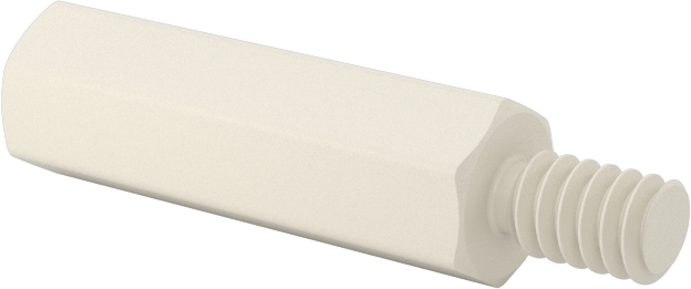 Naylon 6/6 Plastik Altıgen Ara Parça, 3/16" Altıgen, 5/8" Uzunluk, 4-40 Erkek-Dişi Diş