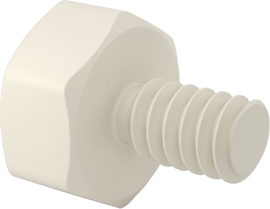 Naylon 6/6 Plastik Altıgen Ara Parça, 1/4" Altıgen, 1/8" Uzunluk, 4-40 Erkek-Dişi Diş