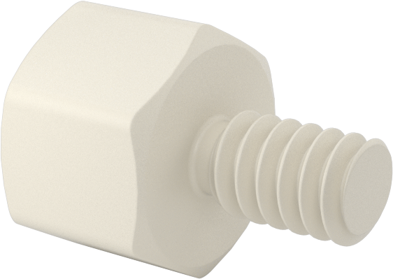 Naylon 6/6 Plastik Altıgen Ara Parça, 1/4" Altıgen, 3/16" Uzunluk, 4-40 Erkek-Dişi Diş
