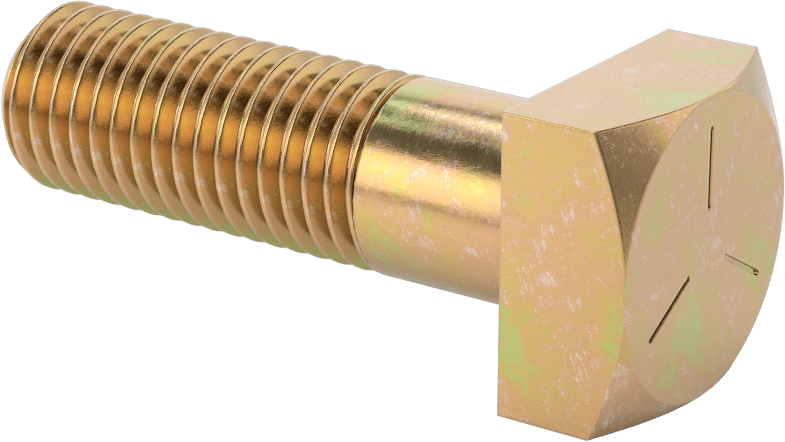 Orta Mukavemetli SAE Sınıf 5 Çelik Kare Başlı Vida, 3/4"-10 Diş Boyutu, 2-1/2" Uzunluk