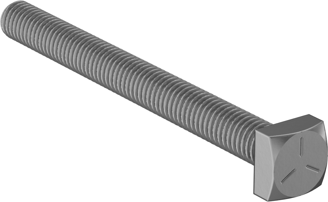 Orta Mukavemetli SAE Sınıf 5 Çelik Kare Başlı Vida, 3/8"-16 Diş Boyutu, 4" Uzunluk