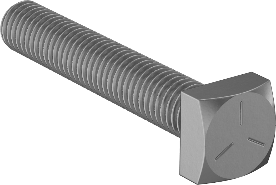 Orta Mukavemetli SAE Sınıf 5 Çelik Kare Başlı Vida, 1/2"-13 Diş Boyutu, 3" Uzunluk