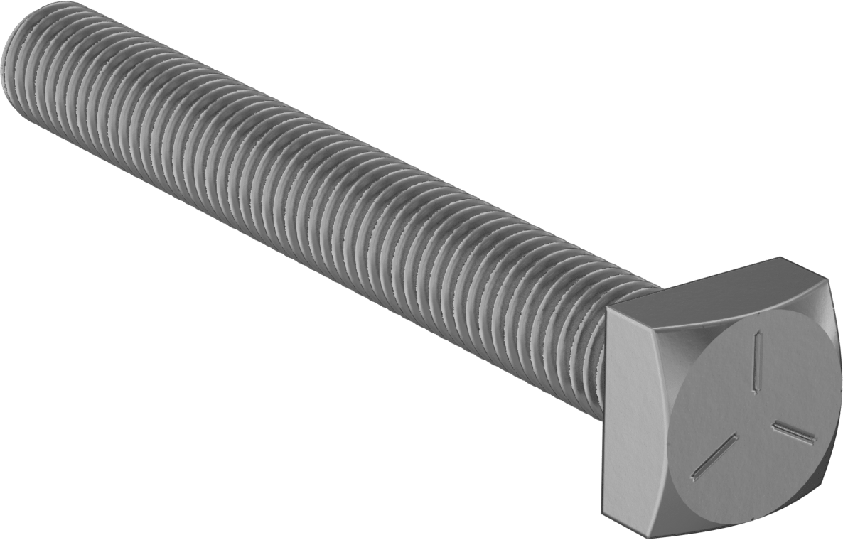 Orta Mukavemetli SAE Sınıf 5 Çelik Kare Başlı Vida, 5/8"-11 Diş Boyutu, 5 inç Uzunluk