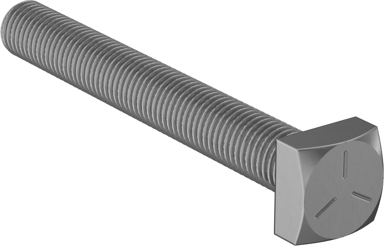 Orta Mukavemetli SAE Sınıf 5 Çelik Kare Başlı Vida, 3/4"-10 Diş Boyutu, 6 inç Uzunluk