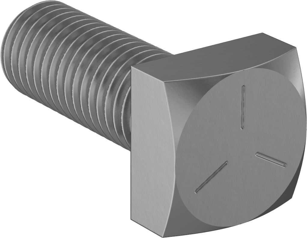 Orta Mukavemetli SAE Sınıf 5 Çelik Kare Başlı Vida, 3/4"-10 Diş Boyutu, 2" Uzunluk