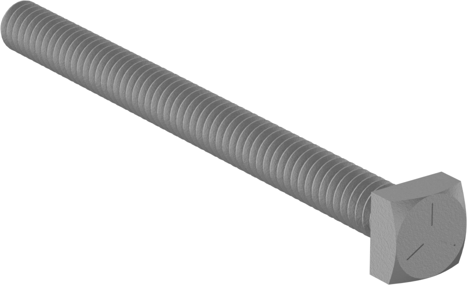 Orta Mukavemetli SAE Sınıf 5 Çelik Kare Başlı Vida, 1/4"-20 Diş Boyutu, 3" Uzunluk